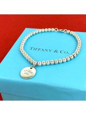 Tiffany & Co I Love You Tag 925 Sterling Silver Ball Chain Bracelet